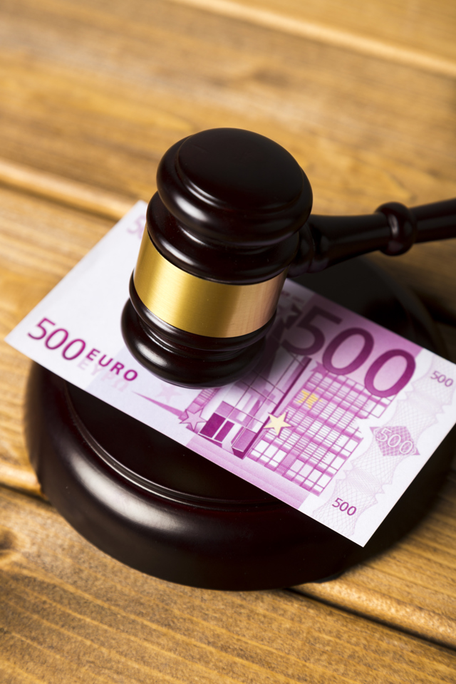 Close Up With Judge Gavel 500 Euro Banknote