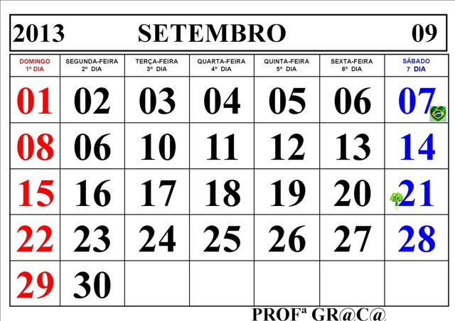 Calendario Setembro