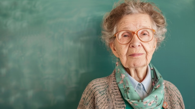 Senior Female Educator School Elderly Woman Teacher School Generative Ai