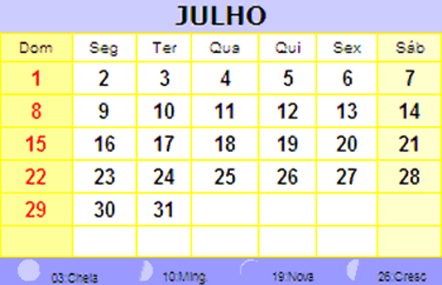 Calendario Julho2012