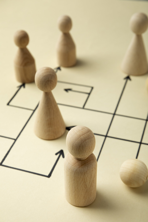 High Angle Wooden Pawns Arrangement